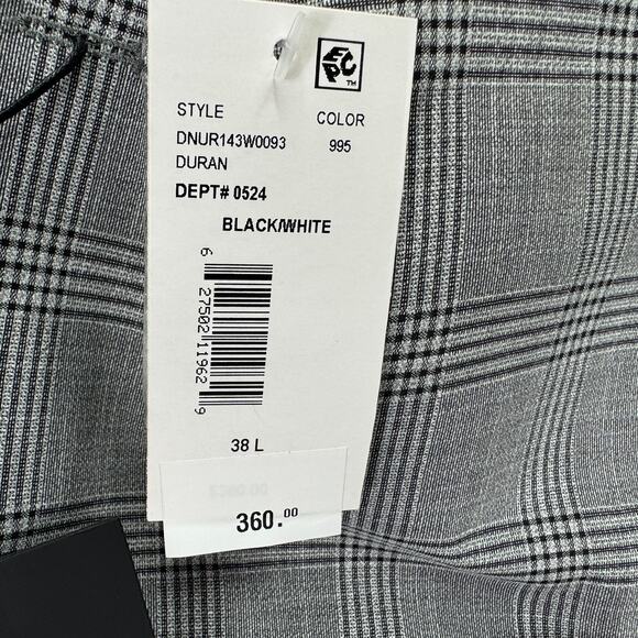DKNY Mens Modern Fit Stretch Plaid Suit Jacket Black White 38L - Picture 3 of 5